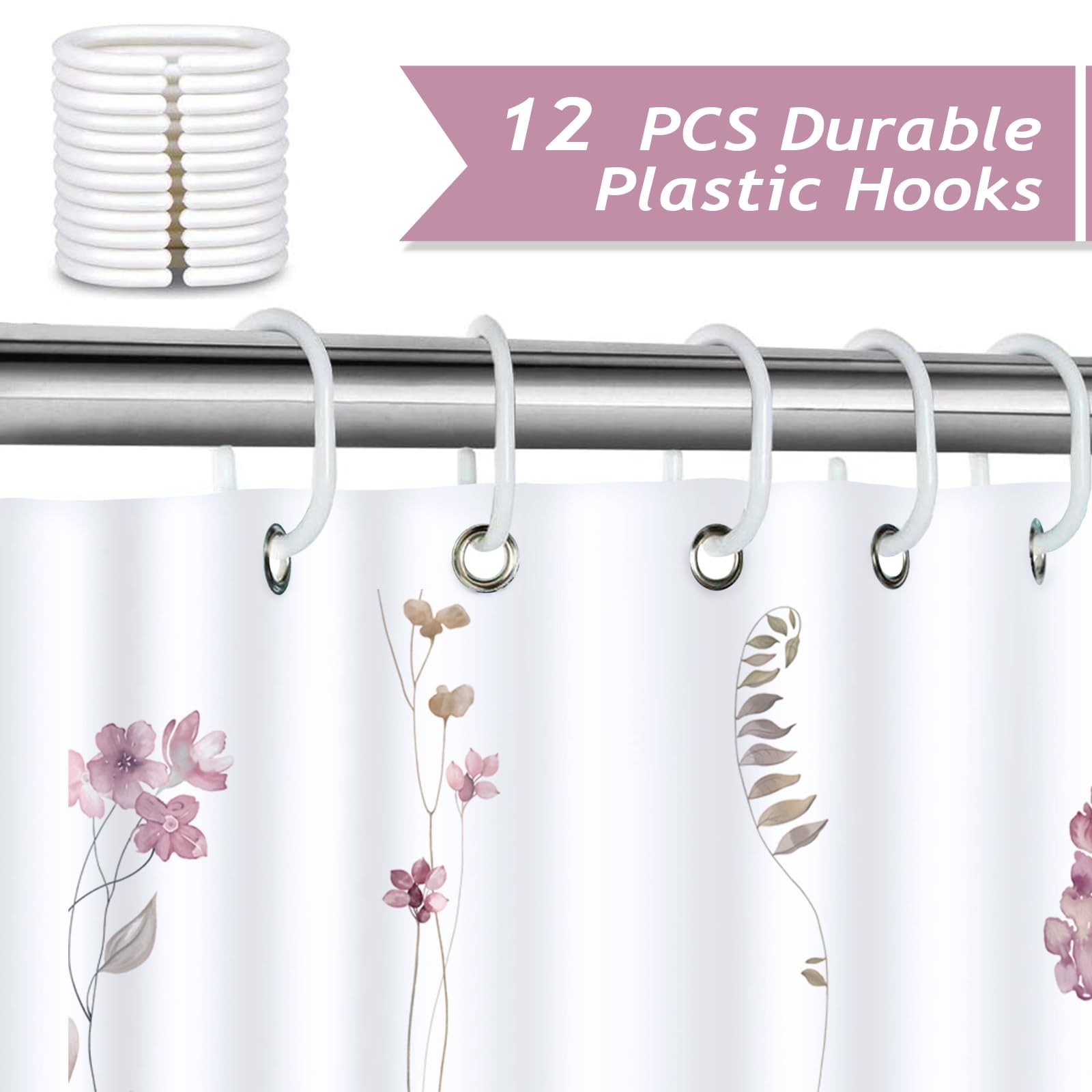 Custom Printed Bath Curtain — custom printed polyester bath curtain detail view