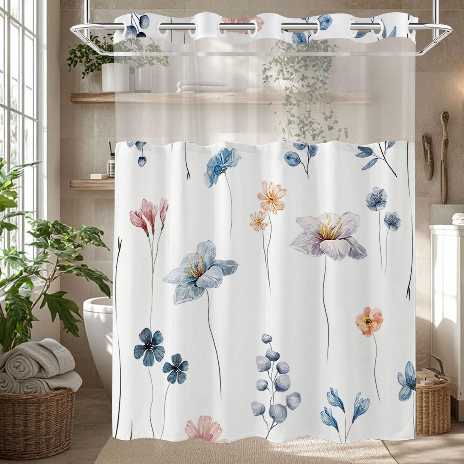 Custom Printed Bath Curtain — custom printed polyester bath curtain detail view