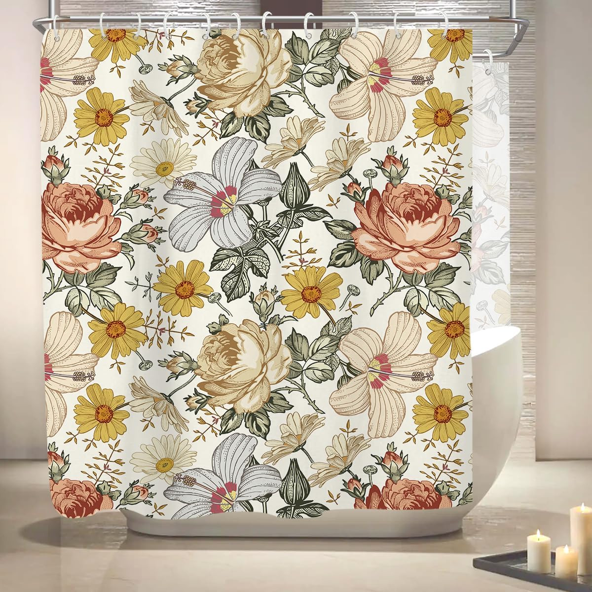 Custom Printed Bath Curtain — custom printed polyester bath curtain detail view