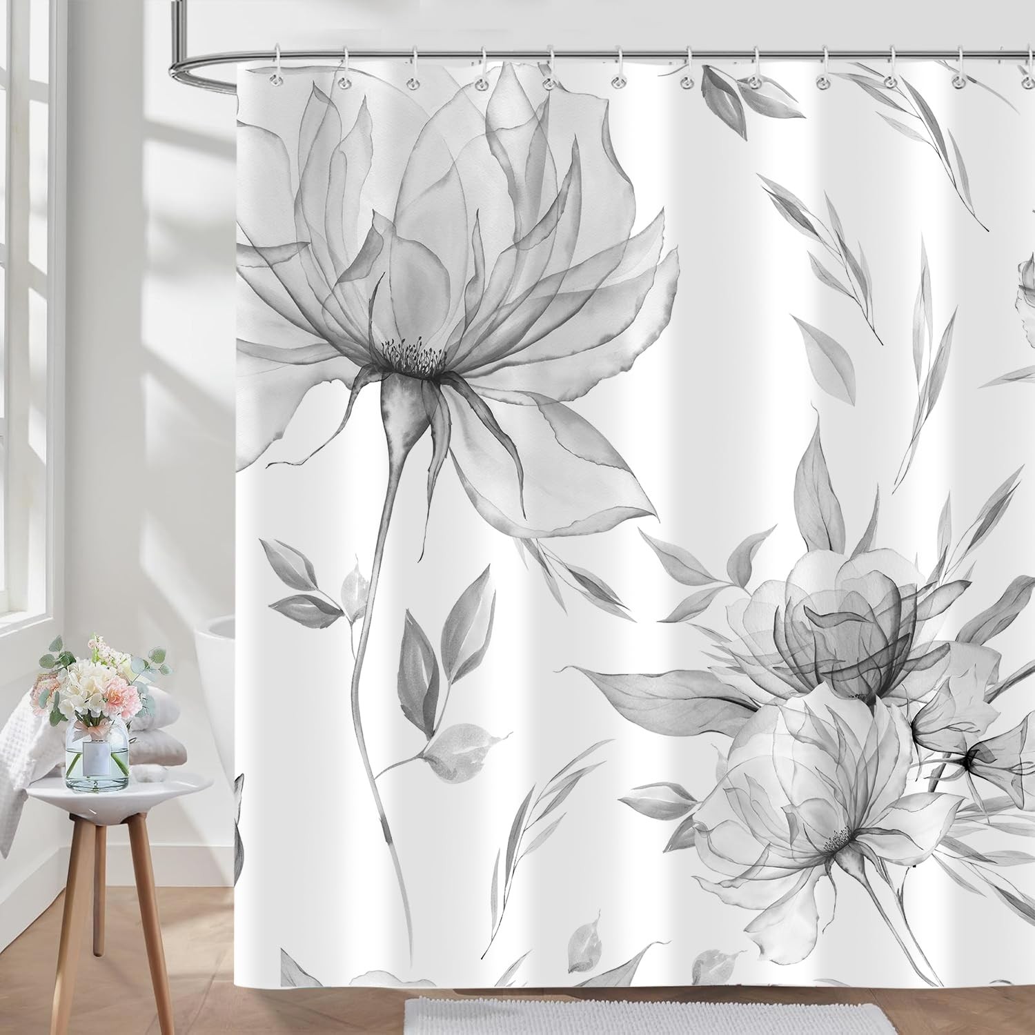 Custom Printed Bath Curtain — custom printed polyester bath curtain detail view