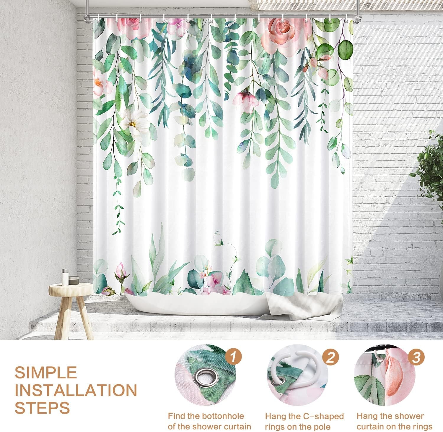 Custom Printed Bath Curtain — custom printed polyester bath curtain detail view