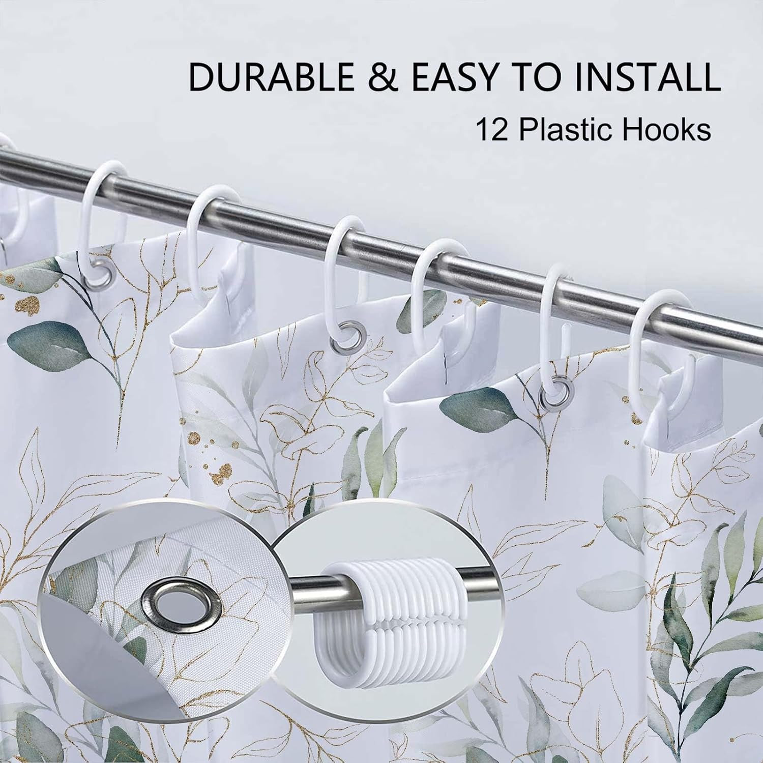 Custom Printed Bath Curtain — custom printed polyester bath curtain detail view
