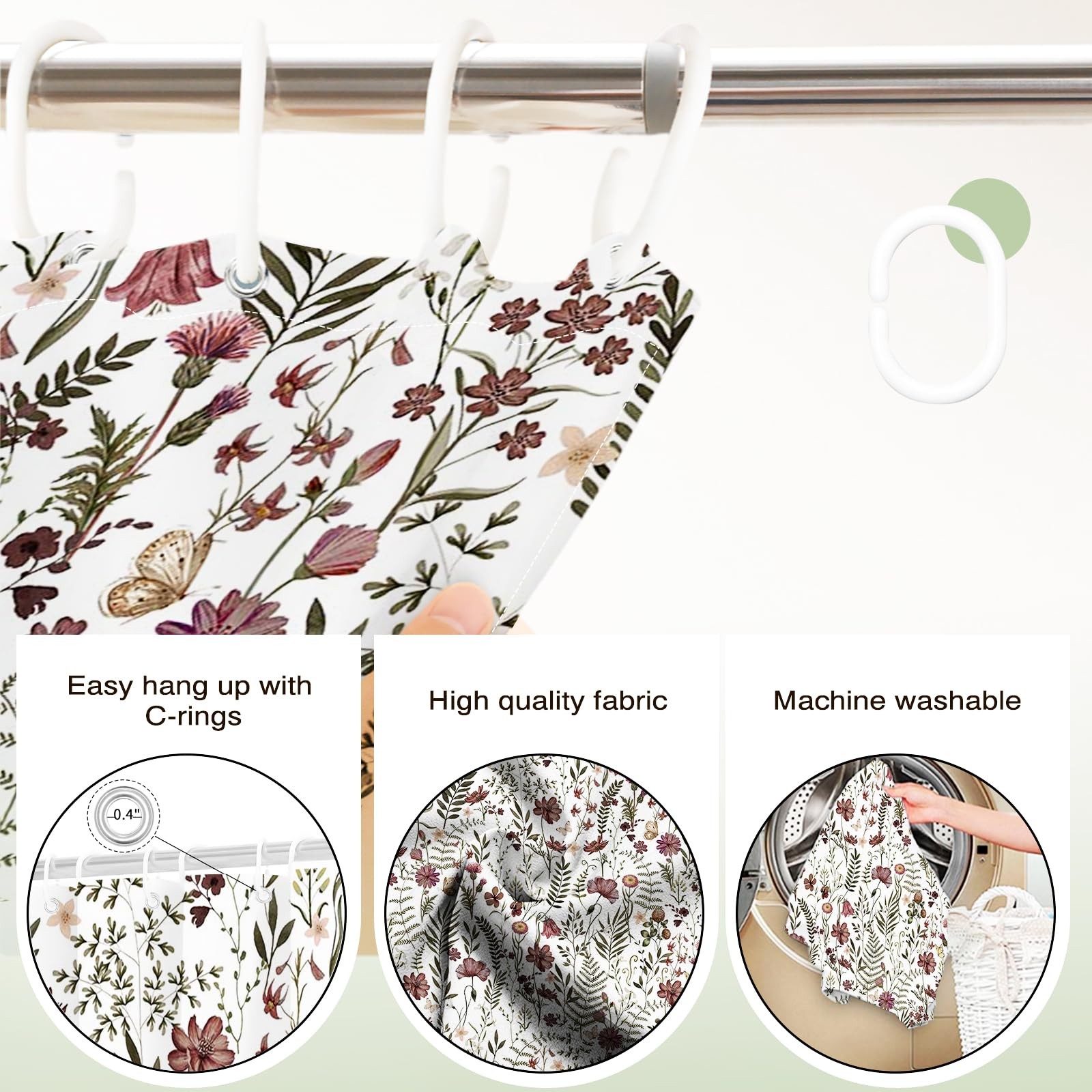 Custom Printed Bath Curtain — custom printed polyester bath curtain detail view