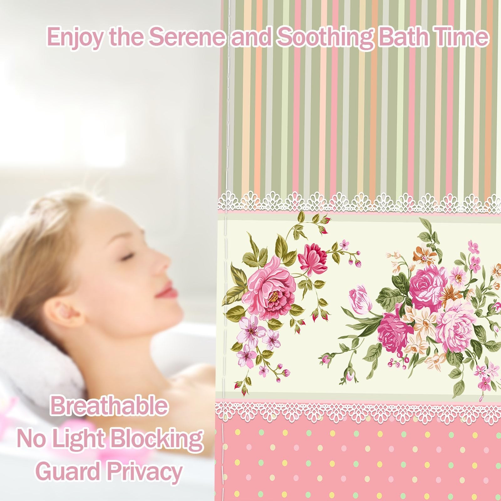 Custom Printed Bath Curtain — custom printed polyester bath curtain detail view