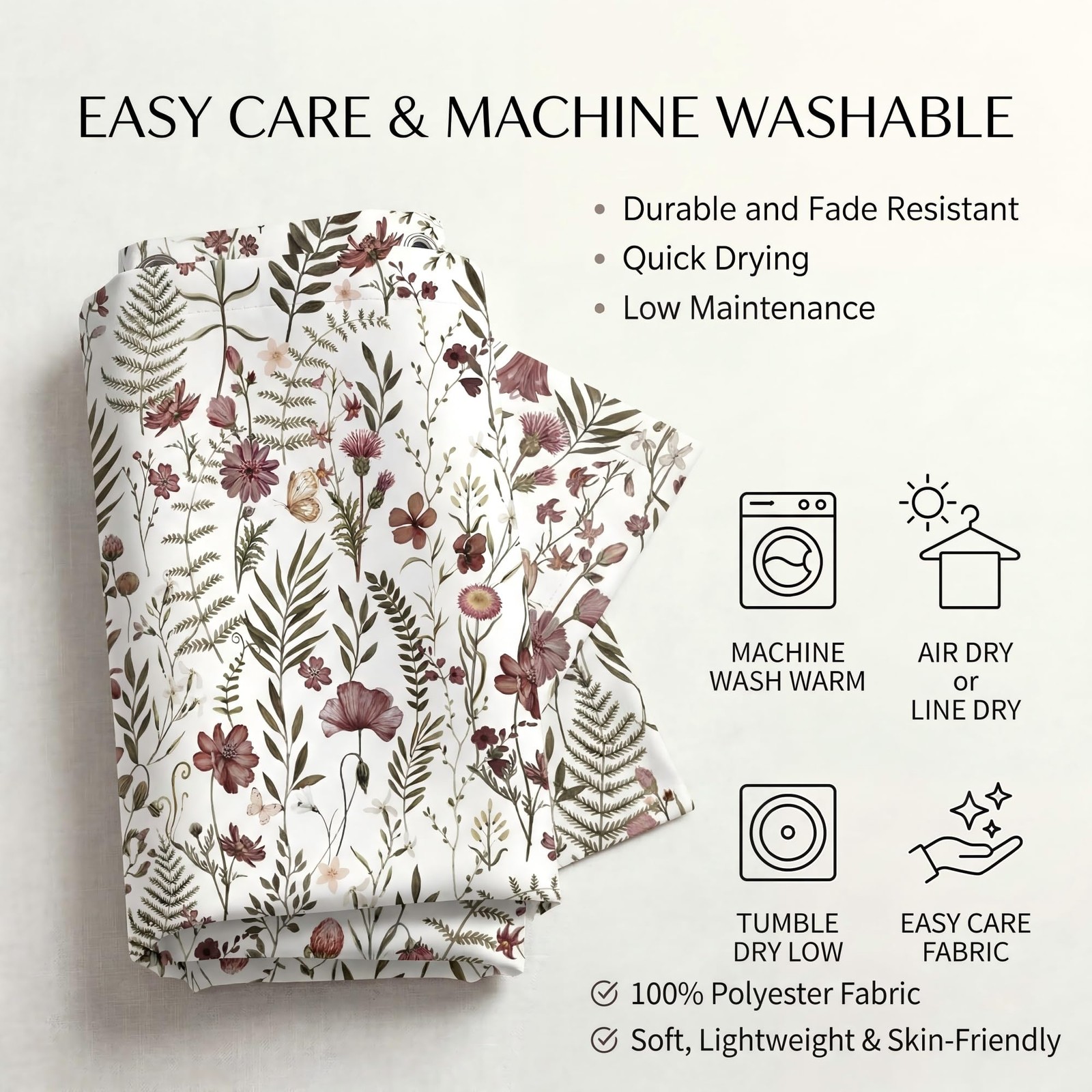 Custom Printed Bath Curtain — custom printed polyester bath curtain detail view