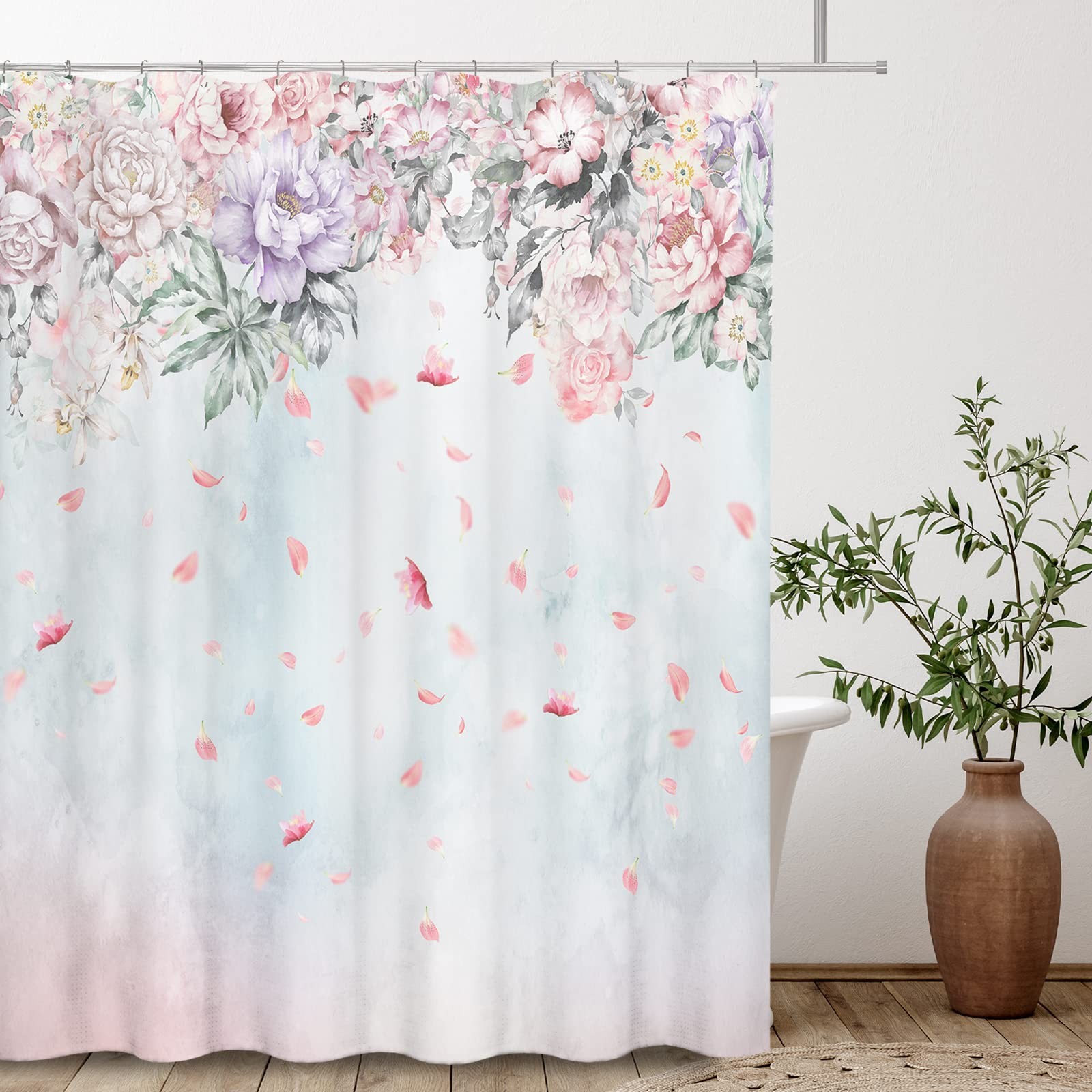 Custom Printed Bath Curtain — custom printed polyester bath curtain detail view