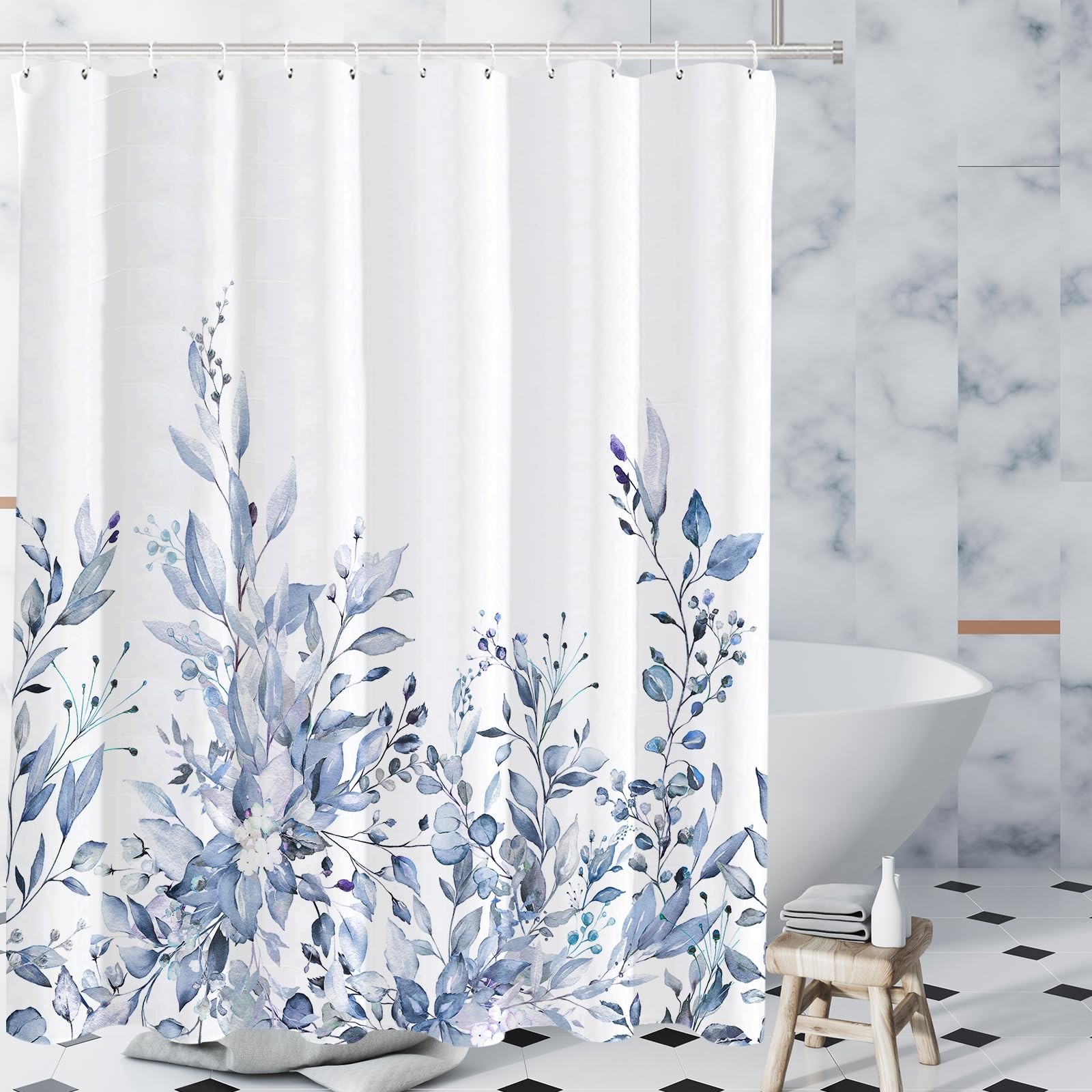 Custom Printed Bath Curtain — custom printed polyester bath curtain detail view