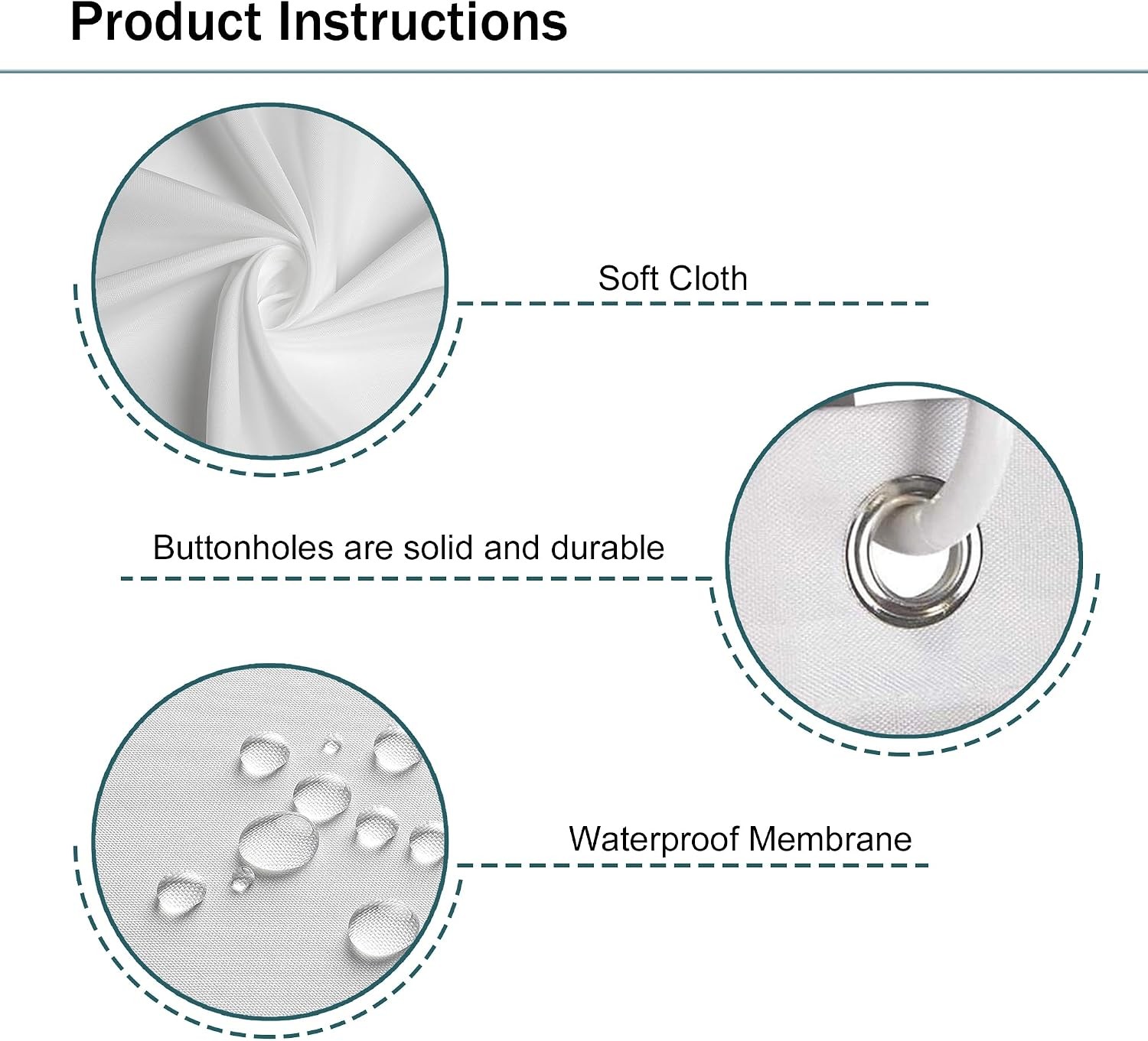 Custom Printed Bath Curtain — custom printed polyester bath curtain detail view