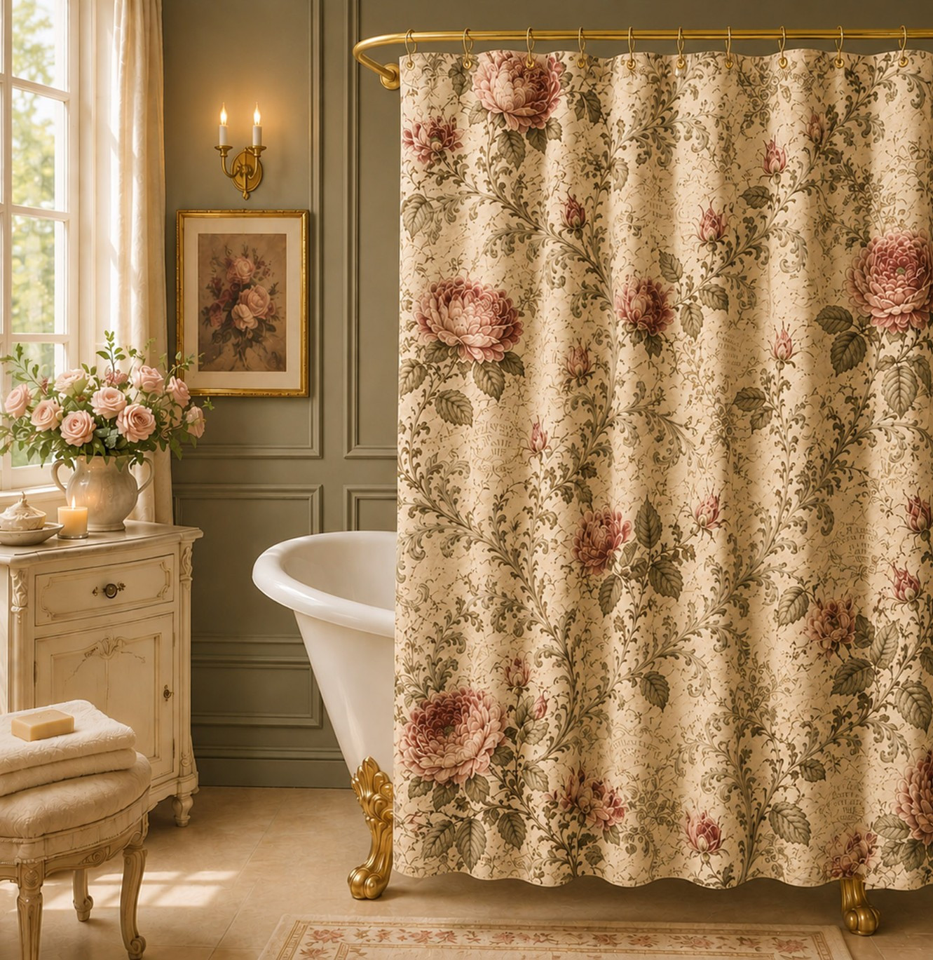 Custom Printed Bath Curtain — custom printed polyester bath curtain