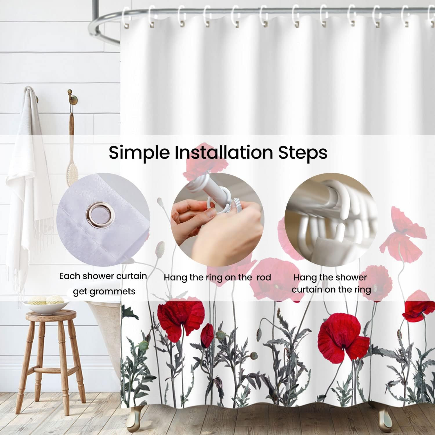 Custom Printed Bath Curtain — custom printed polyester bath curtain detail view