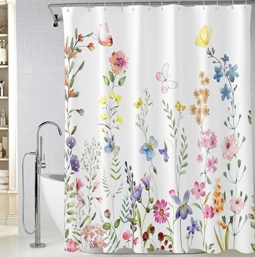 Custom Printed Bath Curtain — custom printed polyester bath curtain detail view