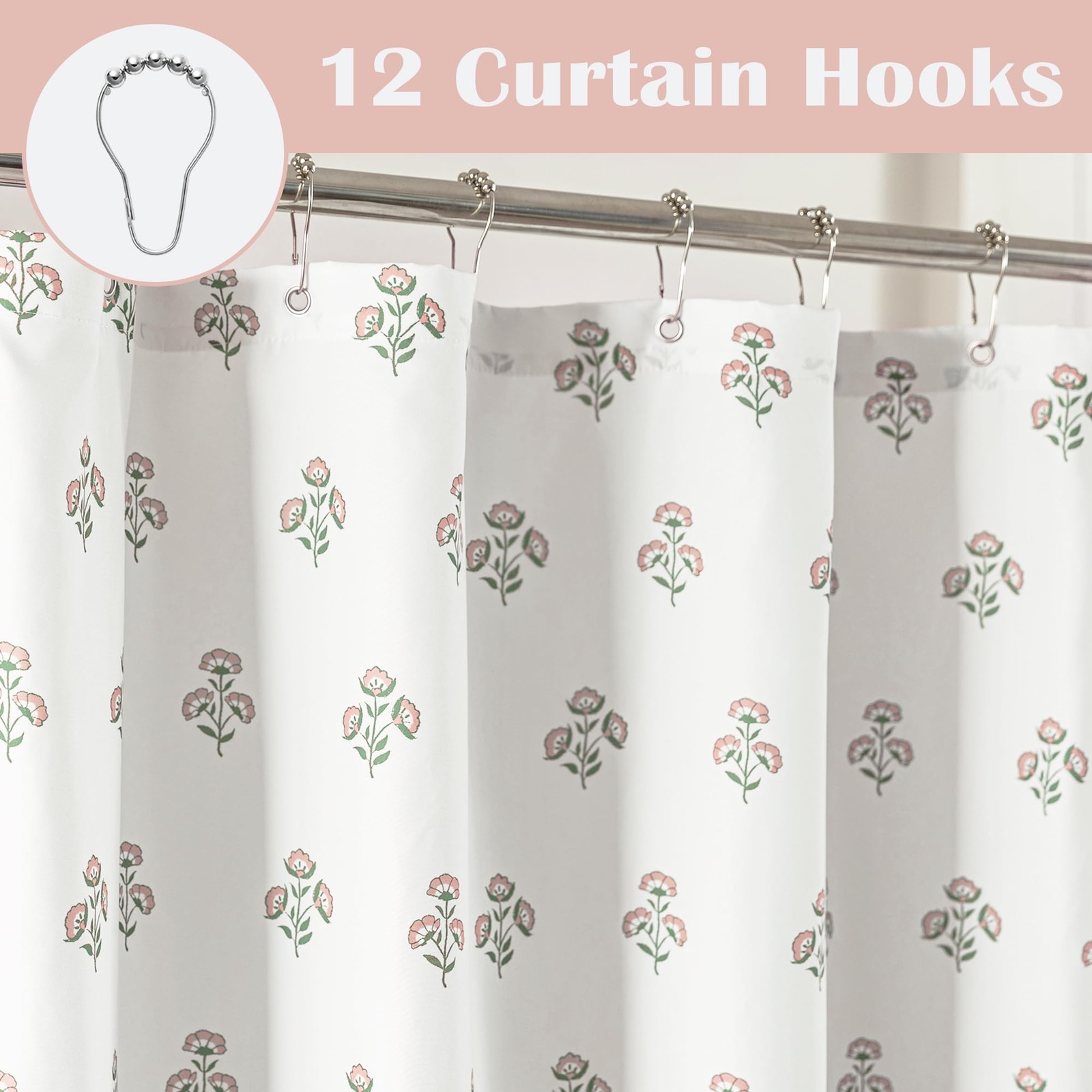 Custom Printed Bath Curtain — custom printed polyester bath curtain detail view