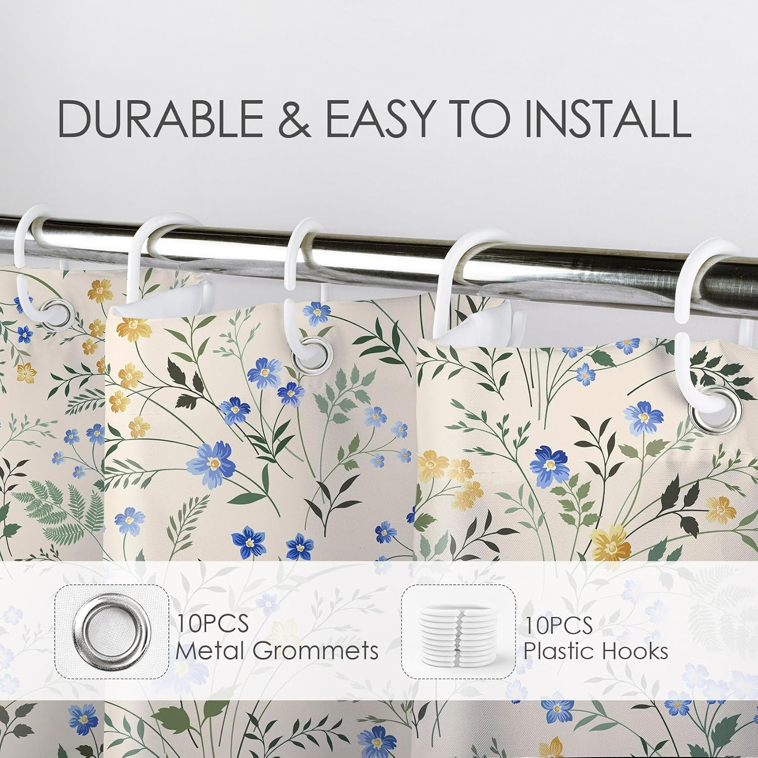 Custom Printed Bath Curtain — custom printed polyester bath curtain detail view