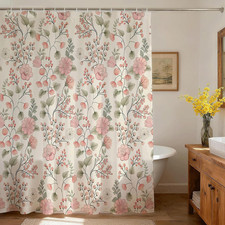Vintage Floral Shower Curtain for Bathroom, Retro Boho Flowers Shower Curtain — custom printed polyester bath curtain