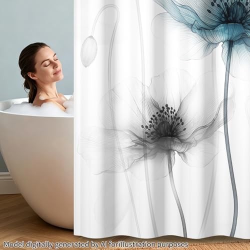 Custom Printed Bath Curtain — custom printed polyester bath curtain detail view