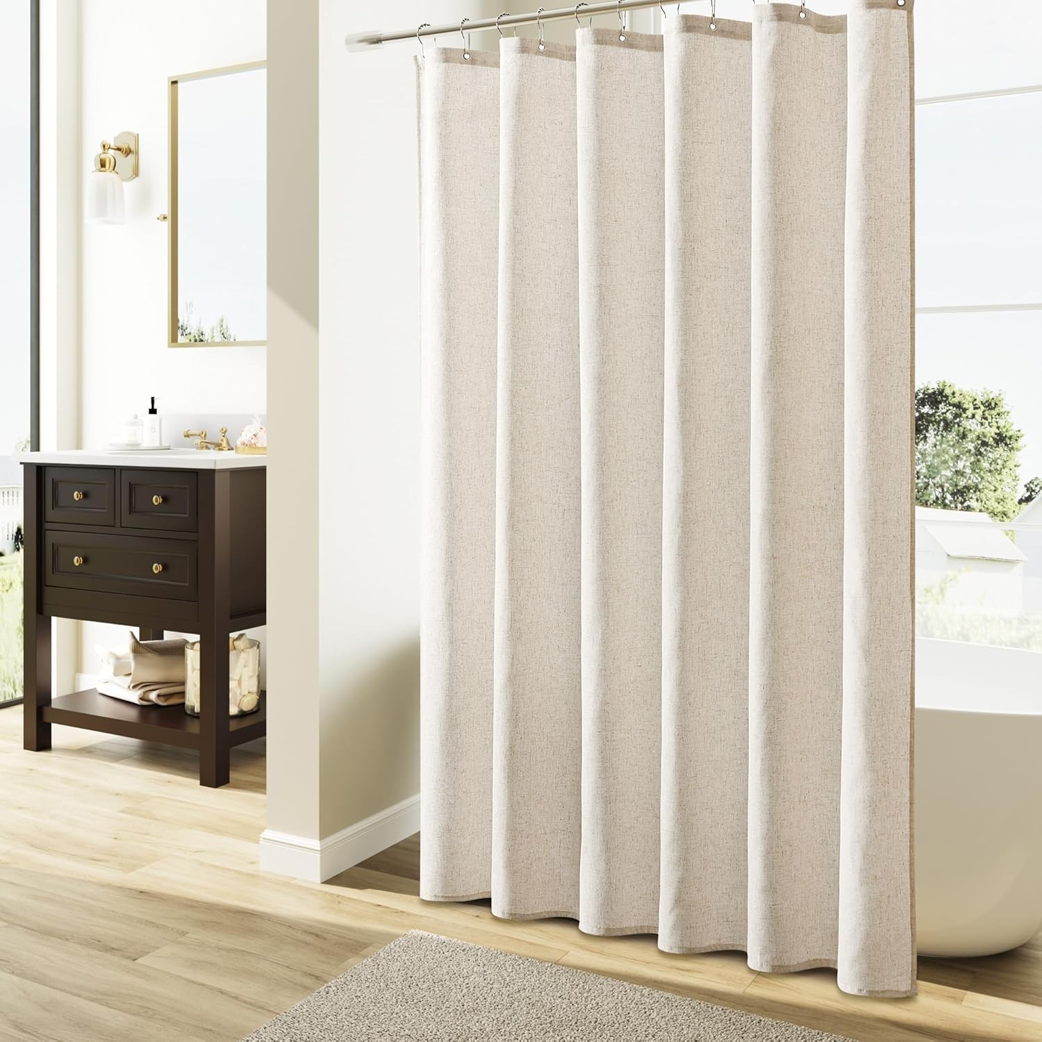 Custom Printed Bath Curtain — custom printed polyester bath curtain detail view