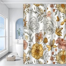 Floral Shower Curtain with Colorful Flower Print — custom printed polyester bath curtain
