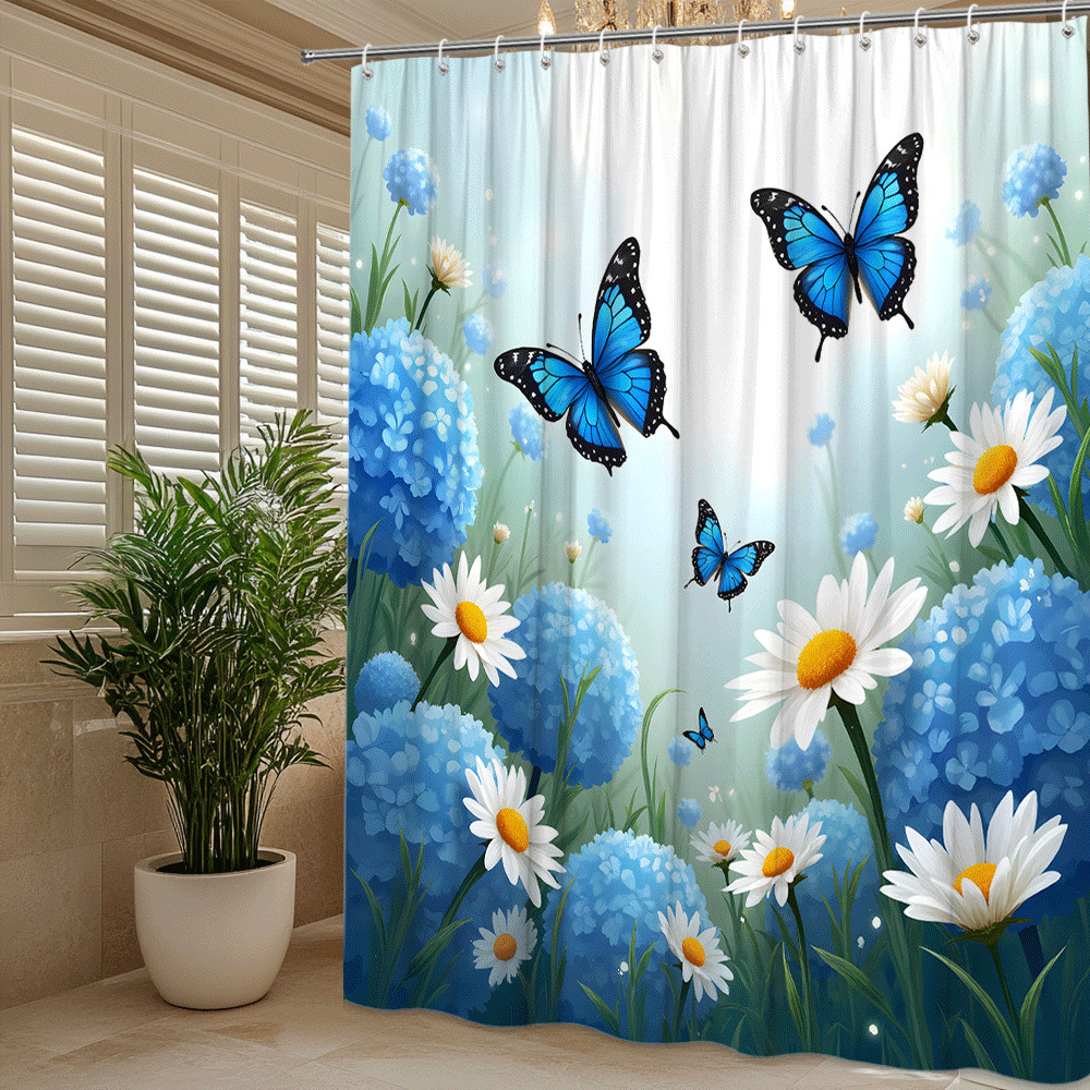 Custom Printed Bath Curtain — custom printed polyester bath curtain detail view