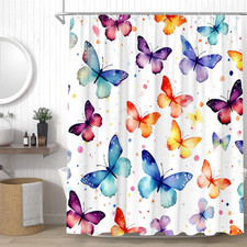 Butterfly Shower Curtain for Bathroom Colorful Bath Curtains Decor — custom printed polyester bath curtain