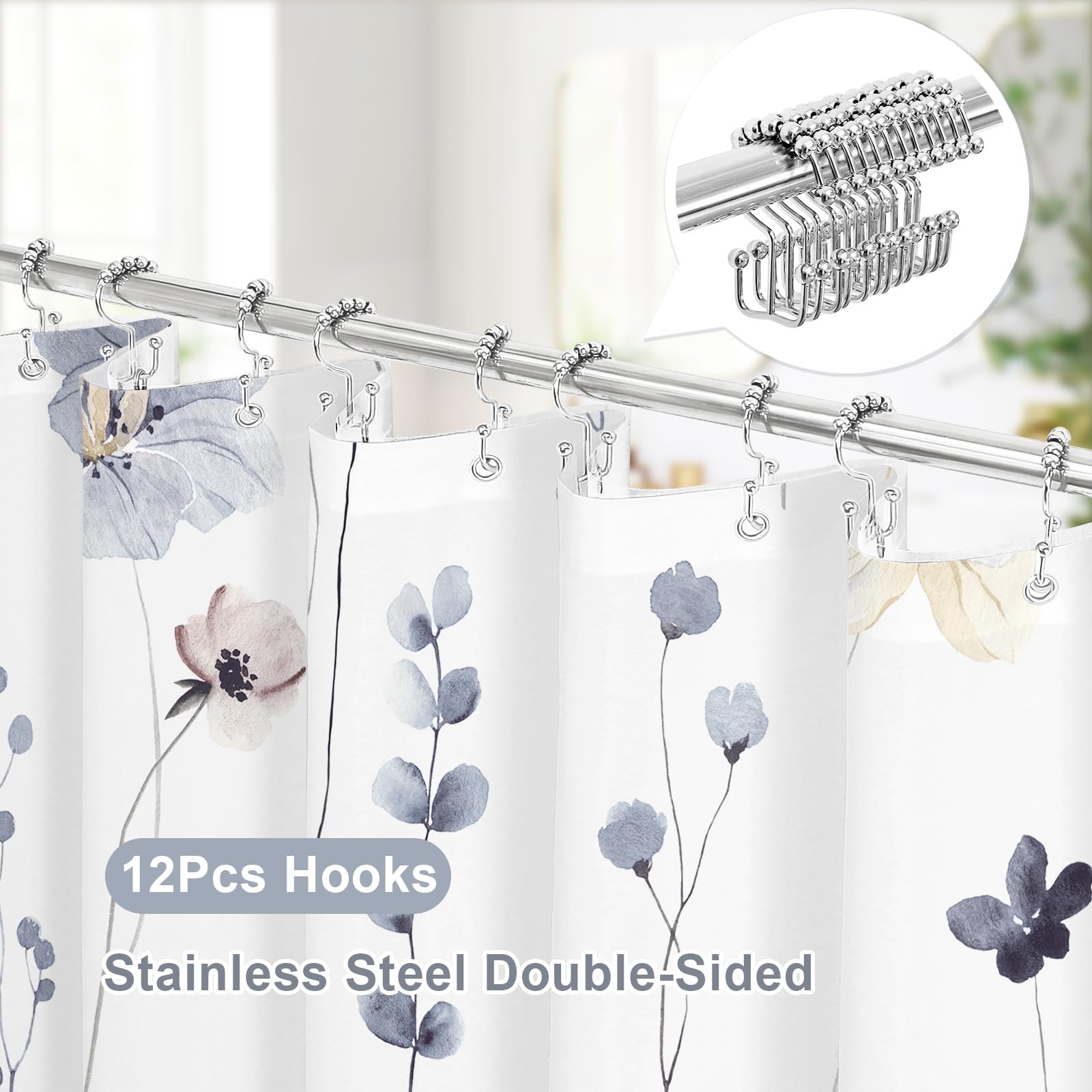 Custom Printed Bath Curtain — custom printed polyester bath curtain detail view