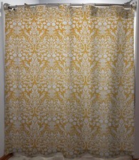 Gold Floral Damask Shower Curtain — custom printed polyester bath curtain