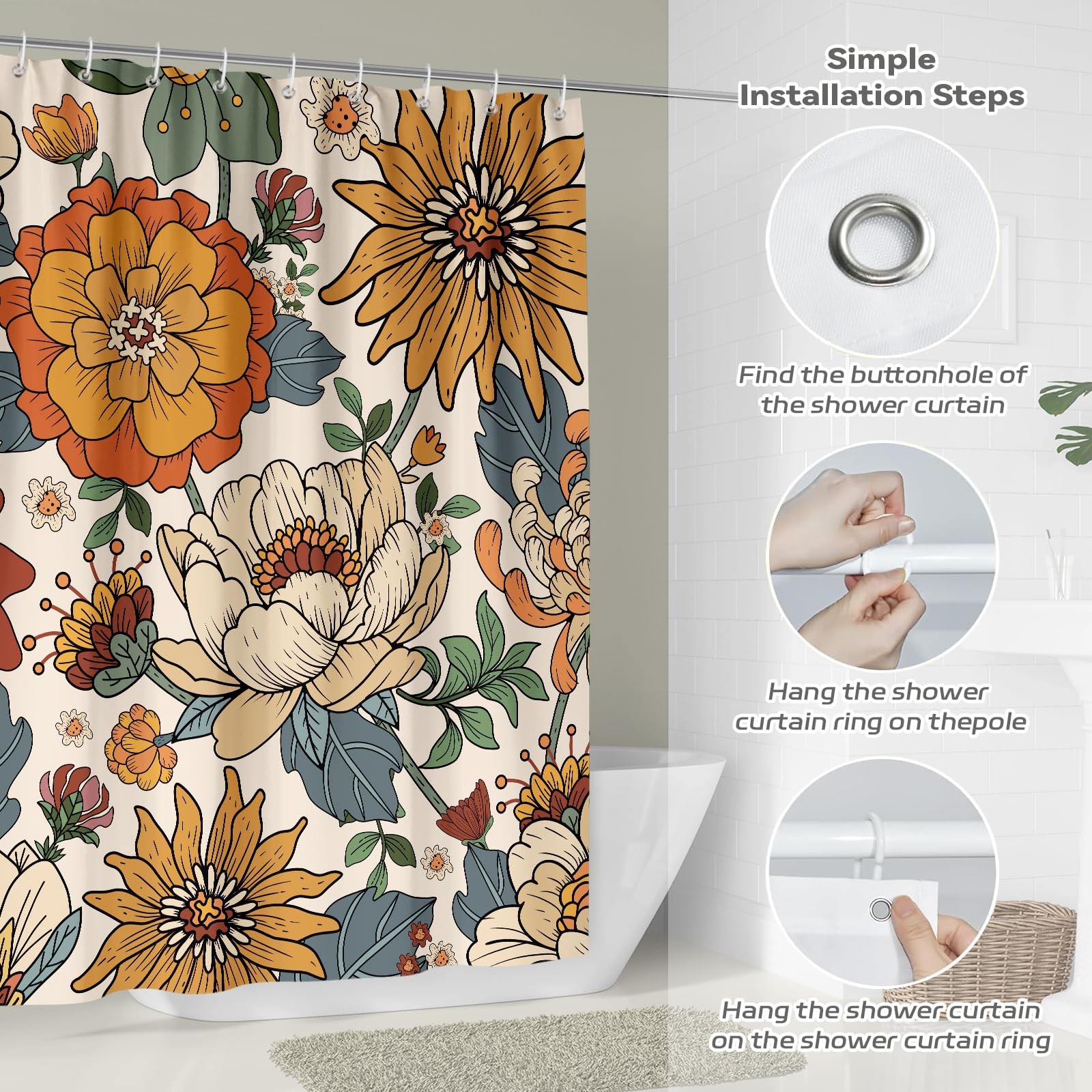 Custom Printed Bath Curtain — custom printed polyester bath curtain detail view