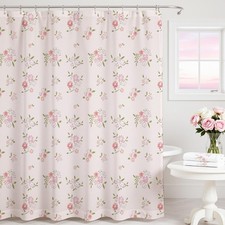 Pink Flower Shower Curtain Girly Pastel Bathtub Decor Girl Gift 71x71 Inch — custom printed polyester bath curtain