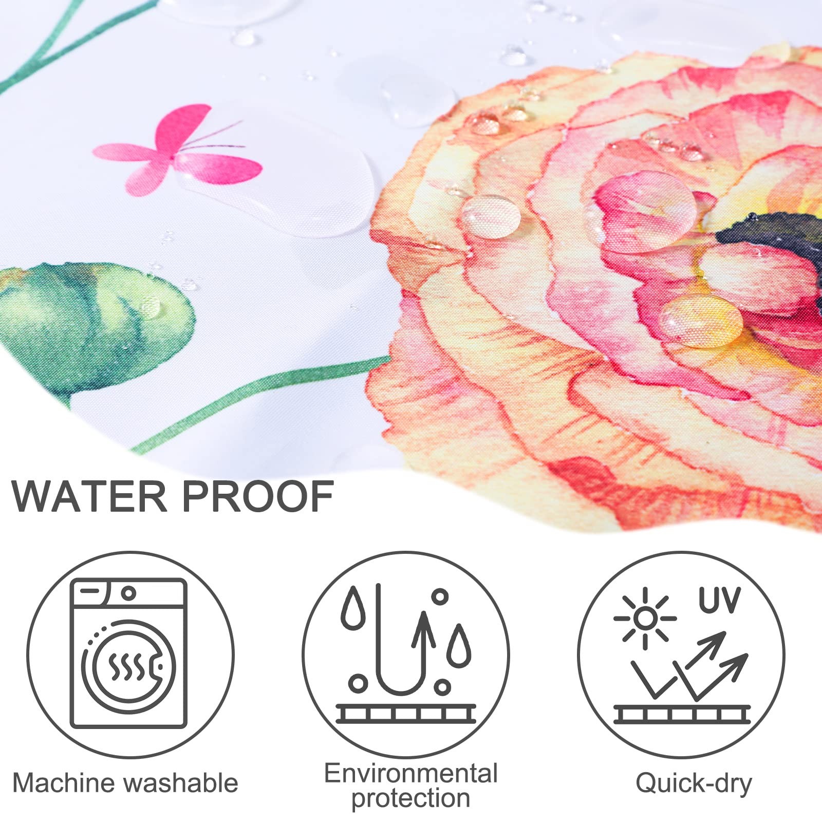 Custom Printed Bath Curtain — custom printed polyester bath curtain detail view