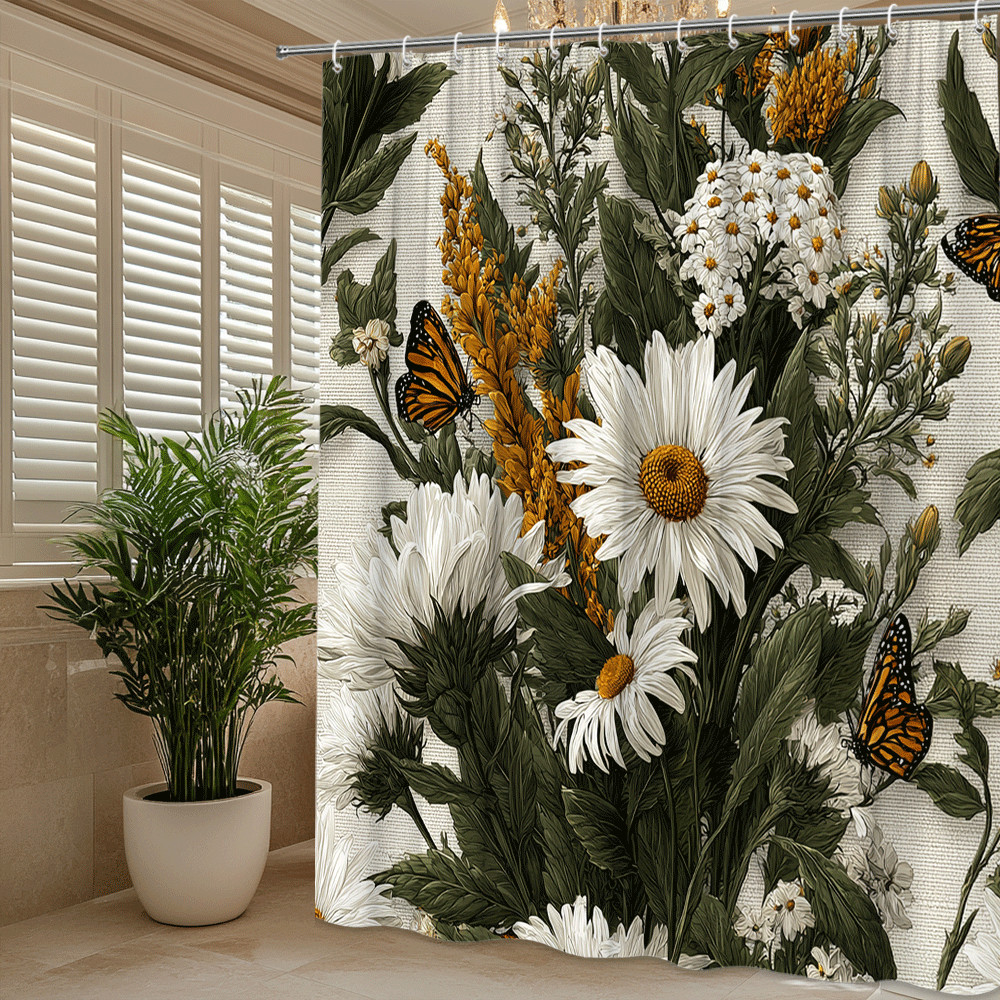 Custom Printed Bath Curtain — custom printed polyester bath curtain detail view