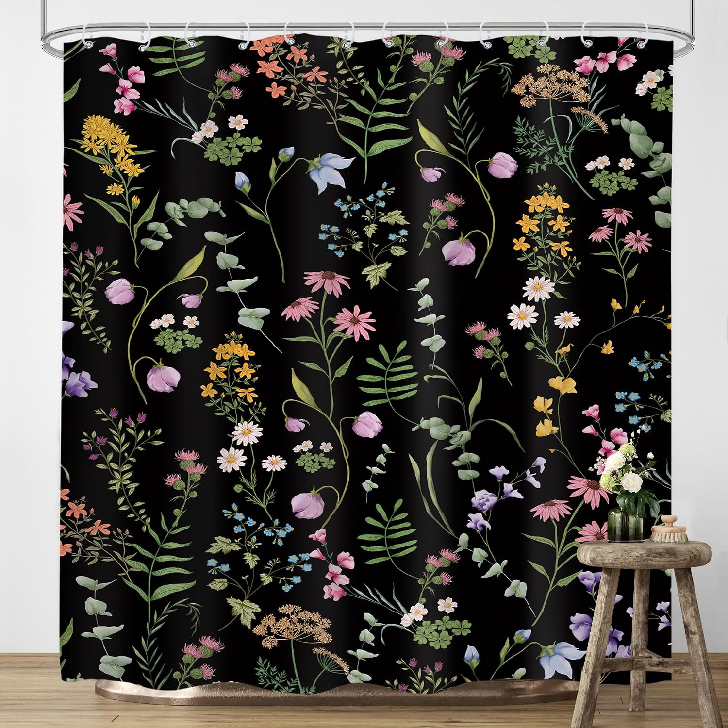 Custom Printed Bath Curtain — custom printed polyester bath curtain detail view