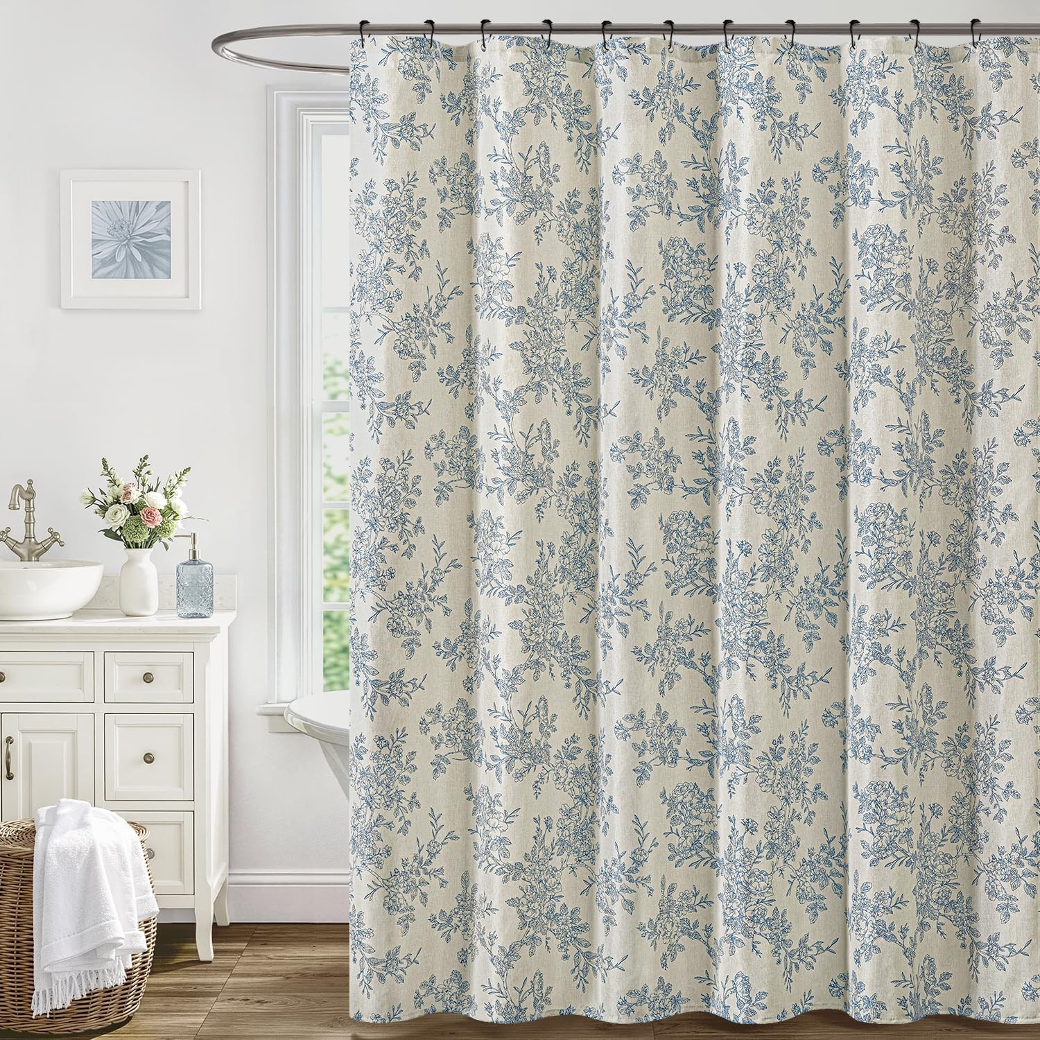 Custom Printed Bath Curtain — custom printed polyester bath curtain detail view