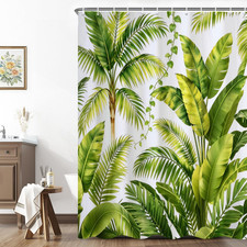 Tropical Palm Leaf Shower Curtain 71x74 Inch — custom printed polyester bath curtain