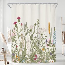 Riyidecor Extra Long Shower Curtain For Bathroom Decor 72Wx96H Wildflower — custom printed polyester bath curtain