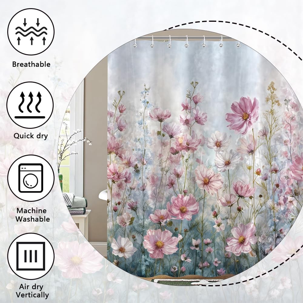 Custom Printed Bath Curtain — custom printed polyester bath curtain detail view