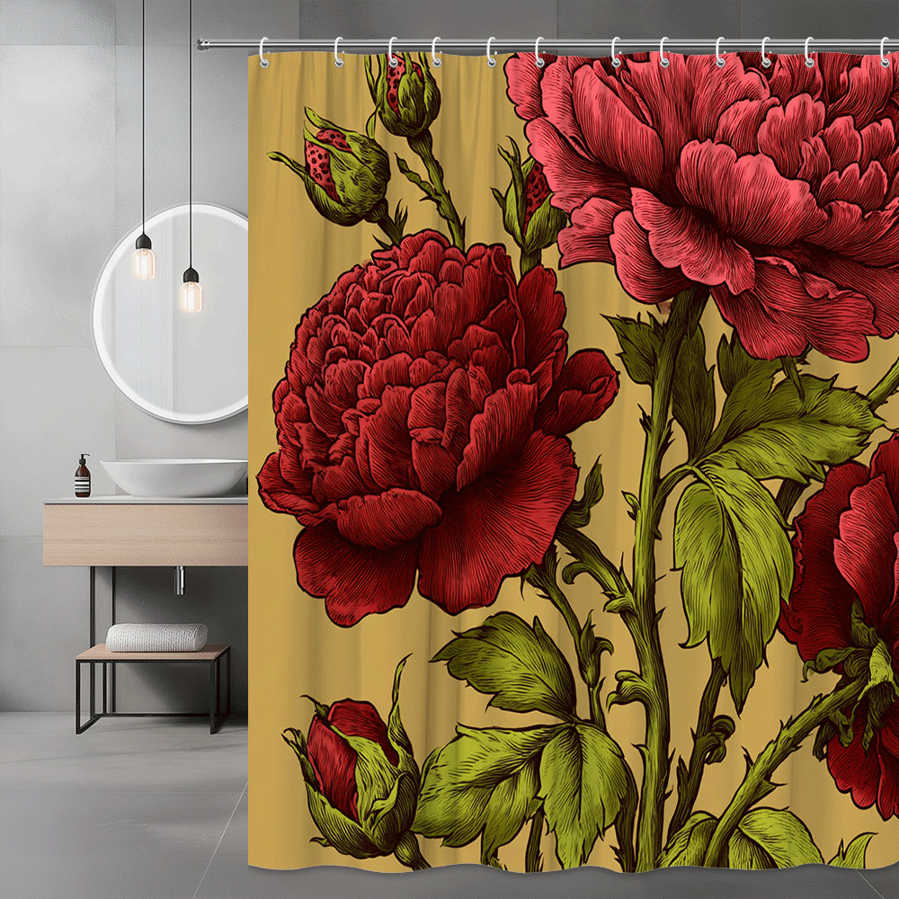 Custom Printed Bath Curtain — custom printed polyester bath curtain