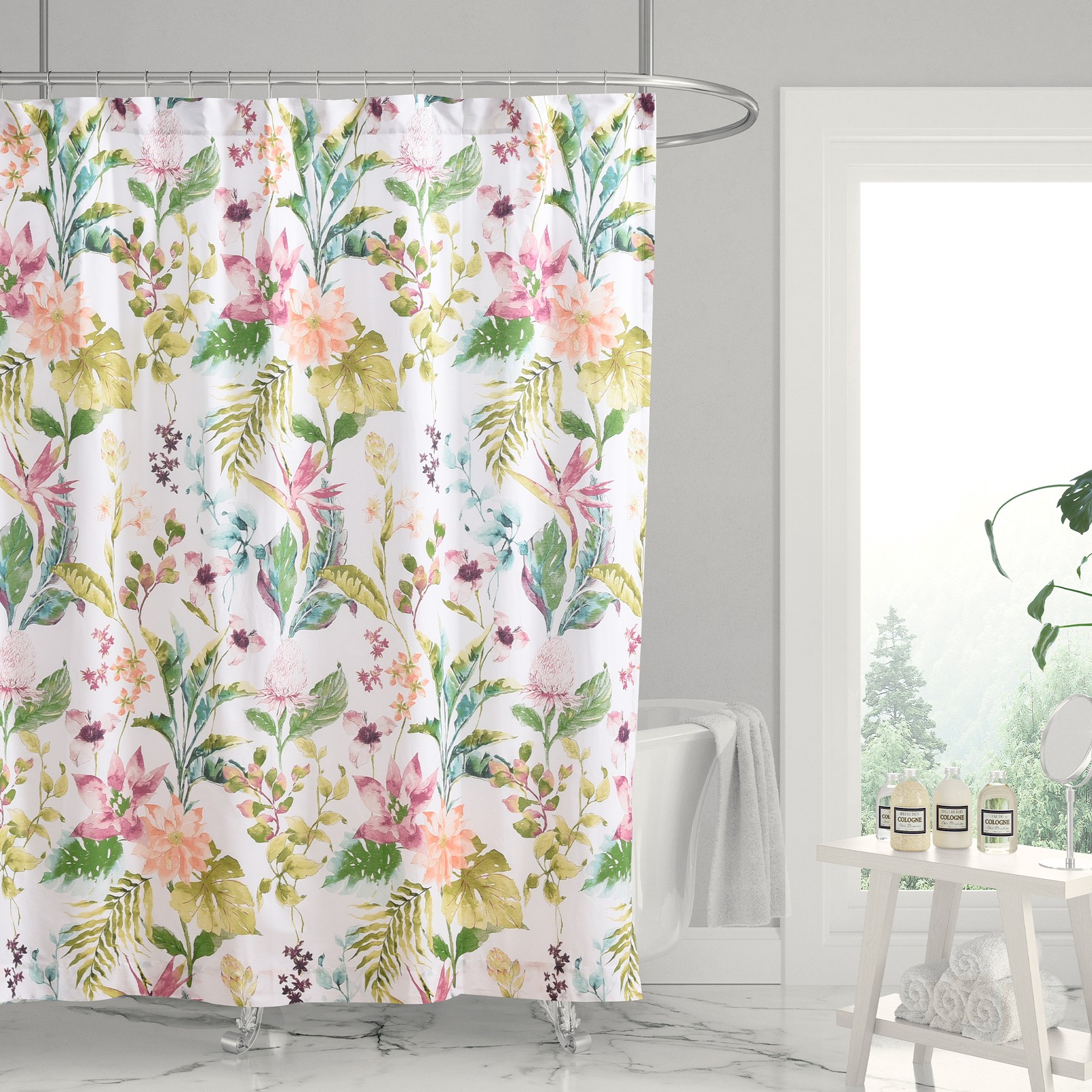 Custom Printed Bath Curtain — custom printed polyester bath curtain detail view