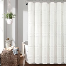 72"x72" Boho Kendra Tufted Yarn Dyed Eco Friendly Recycled Cotton Shower Curtain — custom printed polyester bath curtain