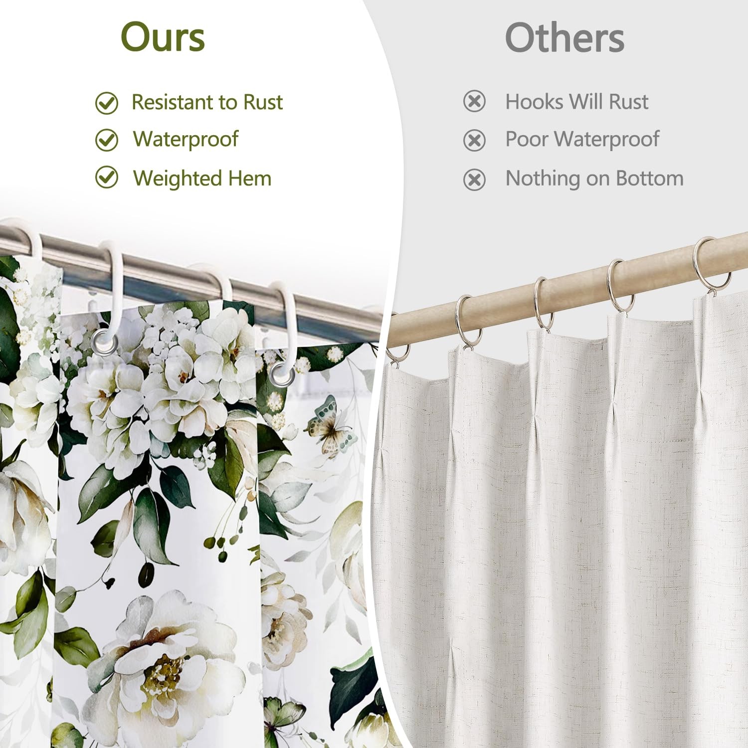 Custom Printed Bath Curtain — custom printed polyester bath curtain detail view