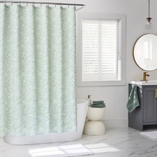 Botanical Shower Curtain Eco-Friendly Washable Bathroom Decor Flat Weave Design — custom printed polyester bath curtain