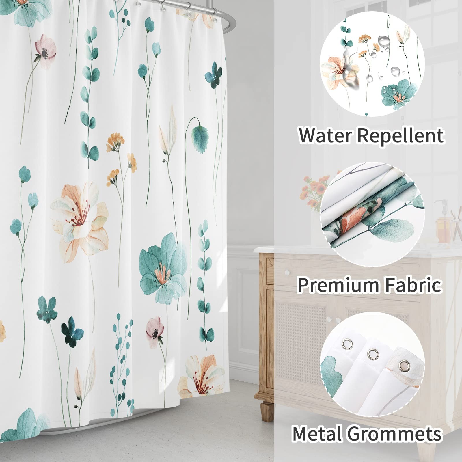 Custom Printed Bath Curtain — custom printed polyester bath curtain detail view