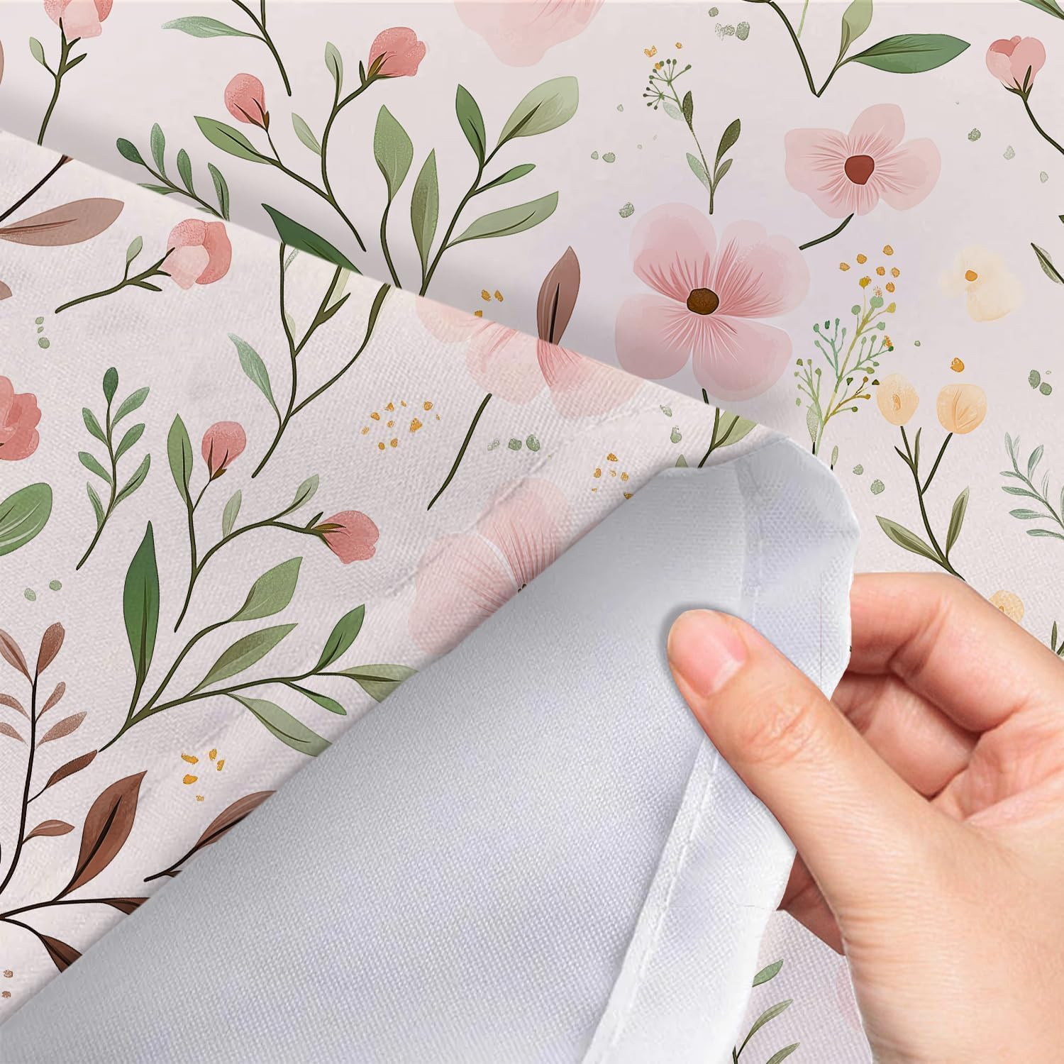 Custom Printed Bath Curtain — custom printed polyester bath curtain detail view