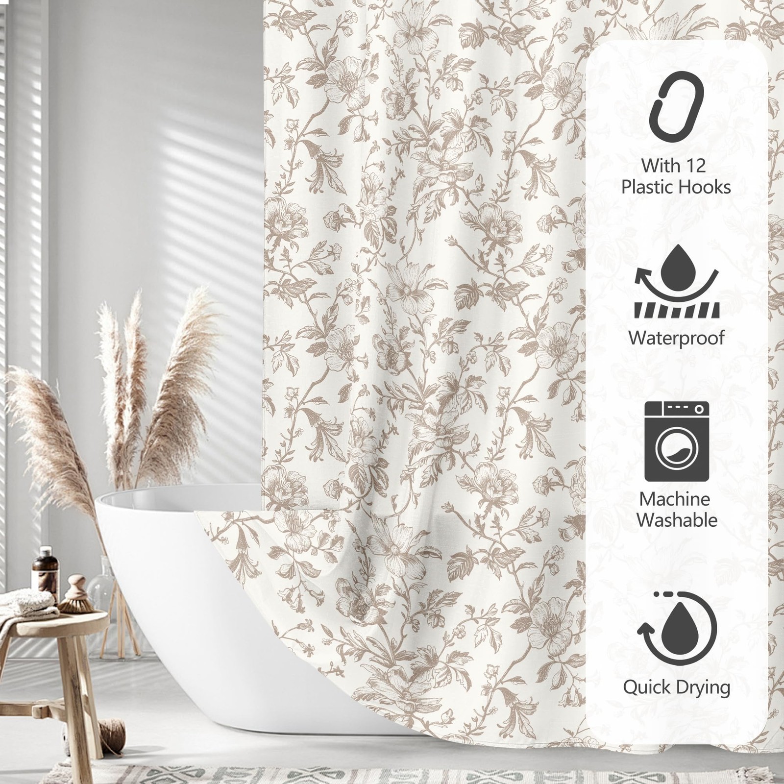 Custom Printed Bath Curtain — custom printed polyester bath curtain detail view