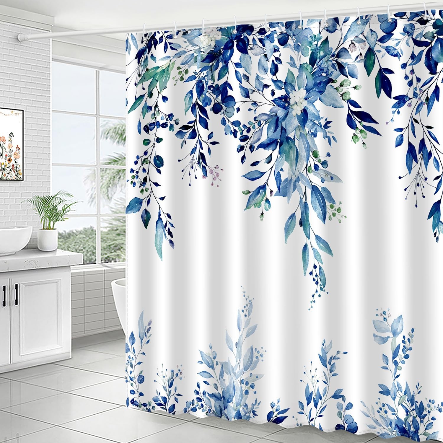 Custom Printed Bath Curtain — custom printed polyester bath curtain detail view