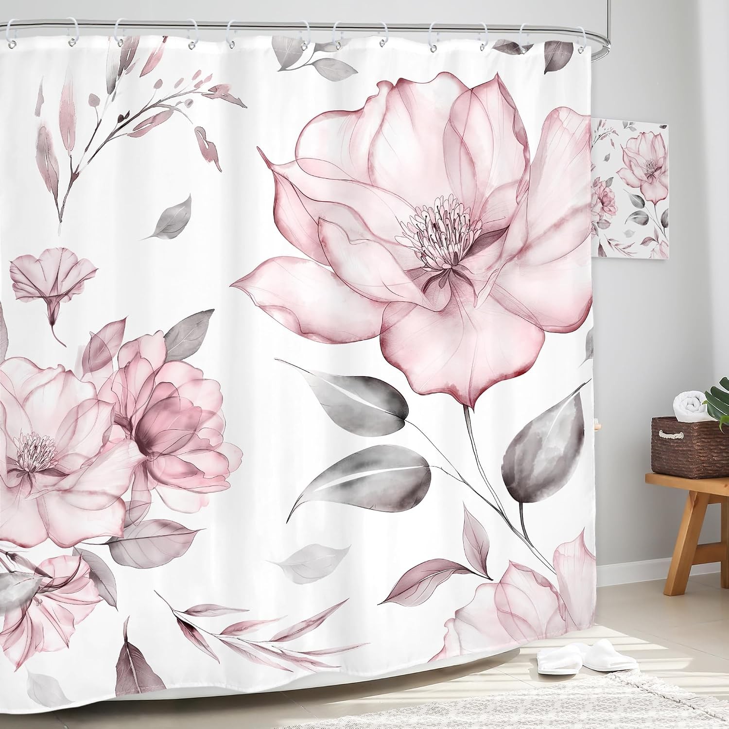Custom Printed Bath Curtain — custom printed polyester bath curtain detail view