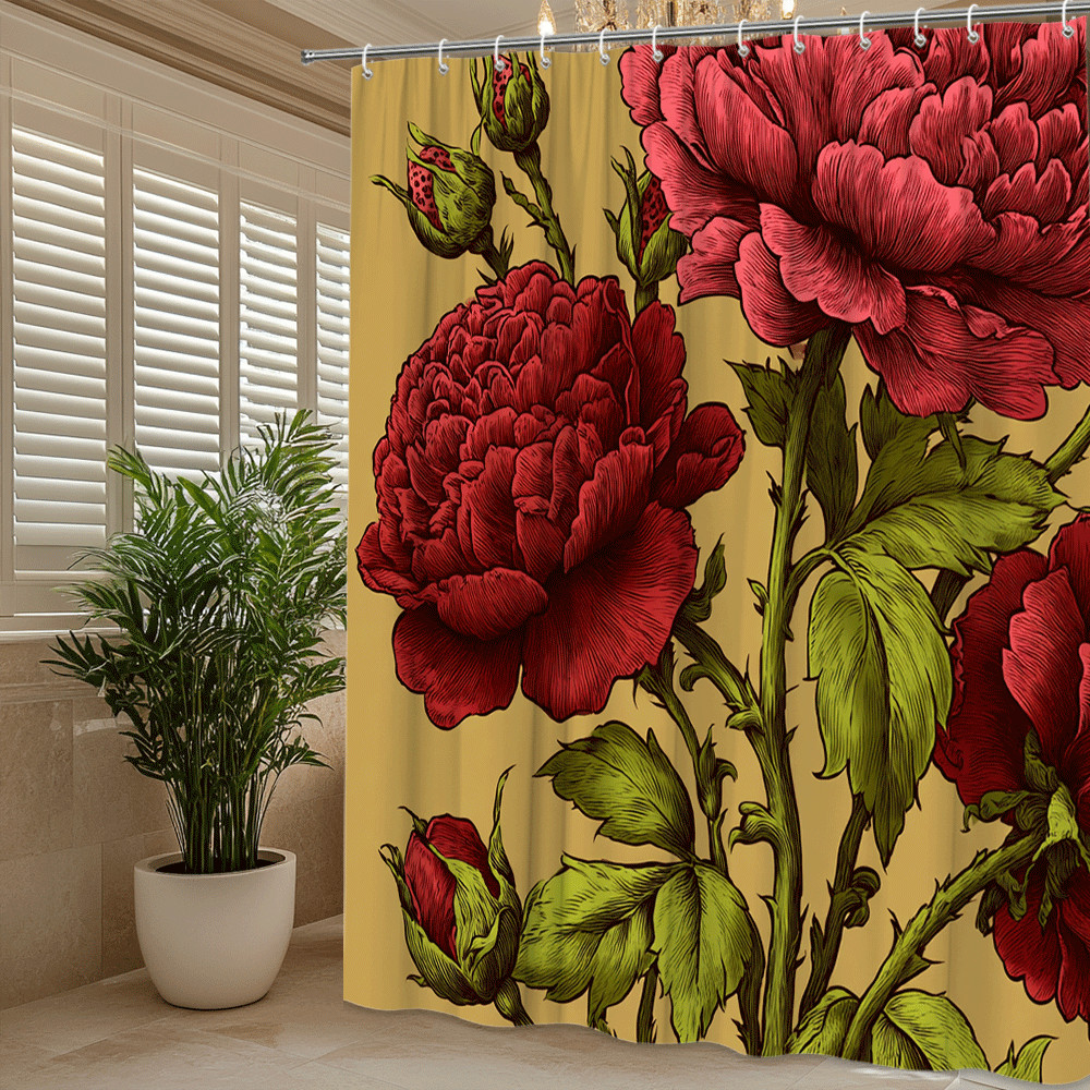 Custom Printed Bath Curtain — custom printed polyester bath curtain detail view