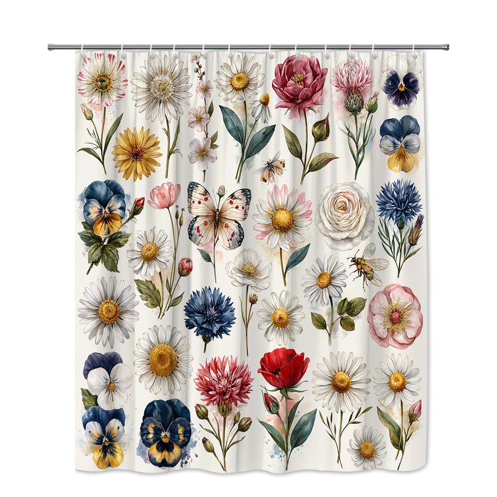 Custom Printed Bath Curtain — custom printed polyester bath curtain detail view