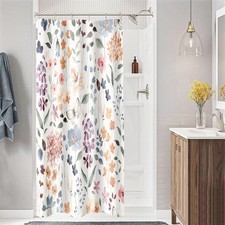 Small Stall Shower Curtain Half Narrow Cute Floral Decor 36x72 Inch — custom printed polyester bath curtain