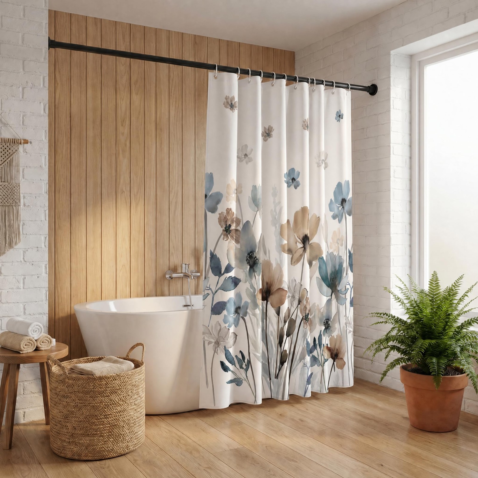 Custom Printed Bath Curtain — custom printed polyester bath curtain detail view