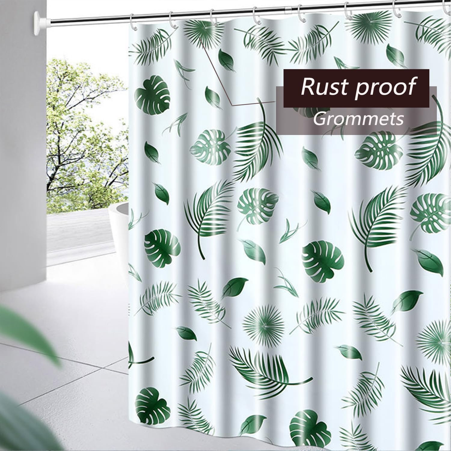 Custom Printed Bath Curtain — custom printed polyester bath curtain detail view