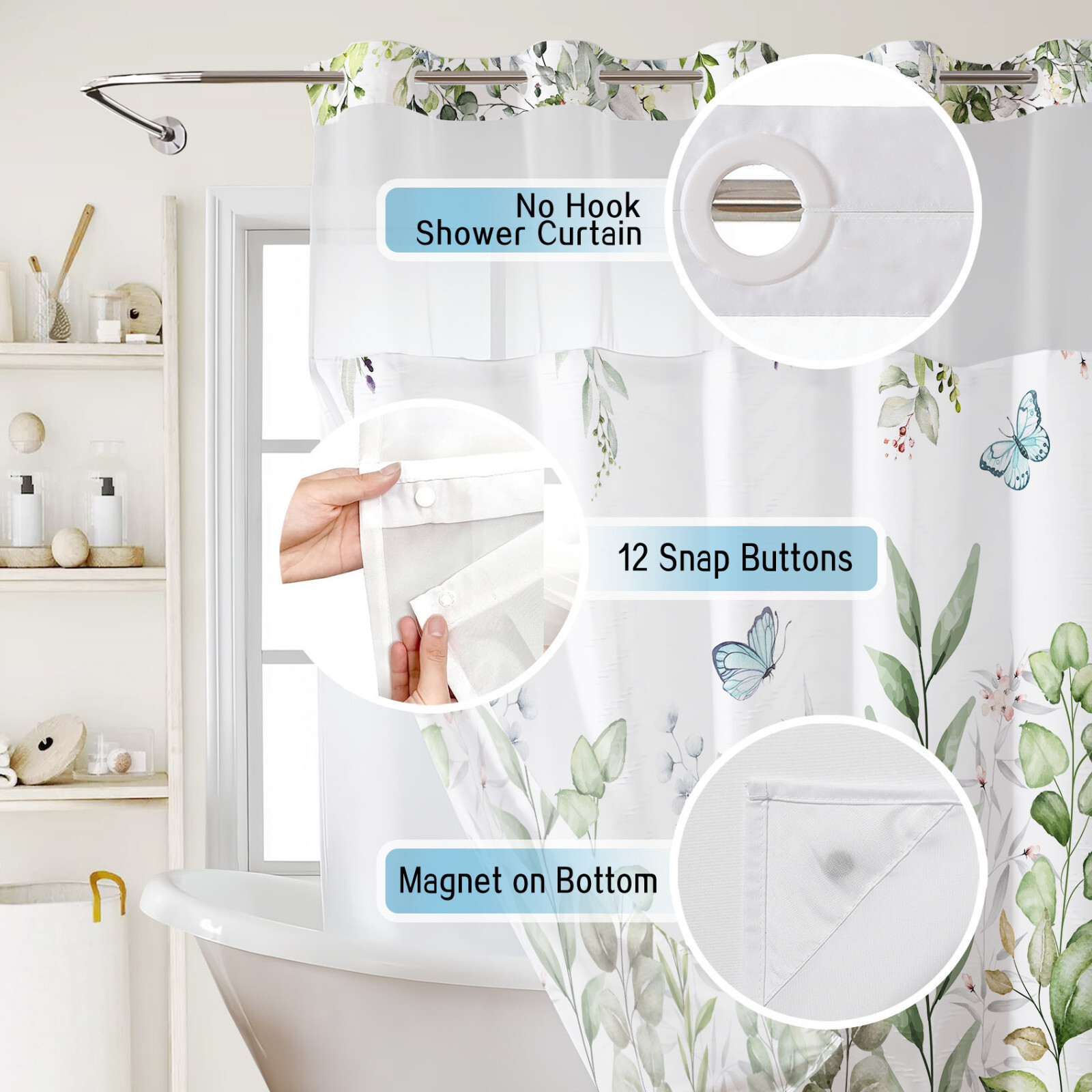Custom Printed Bath Curtain — custom printed polyester bath curtain detail view